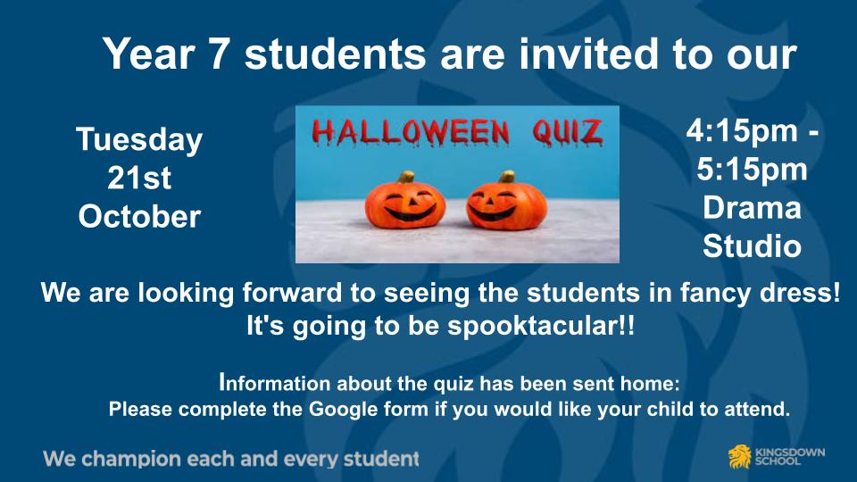 🎃👻Year 7 Halloween Quiz 